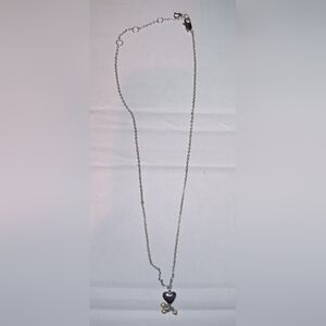 Dior Silver Necklace with Heart and Pearl Charms